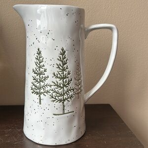 Potters Studio Ceramic Pitcher Evergreen Christmas Trees Ceramic New 9 3/4”